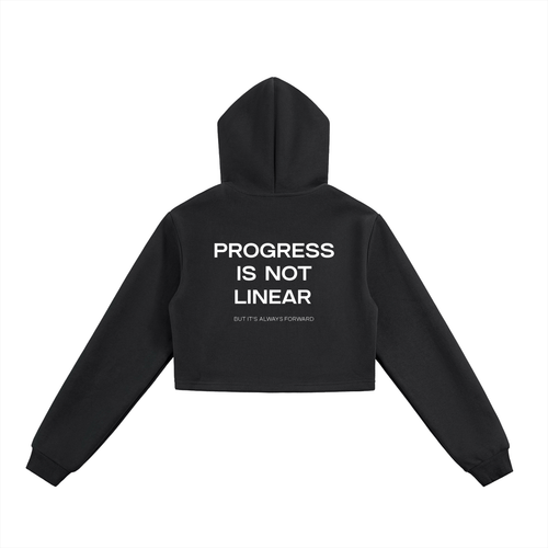 "Progress" Cropped Zip-Up Hoodie