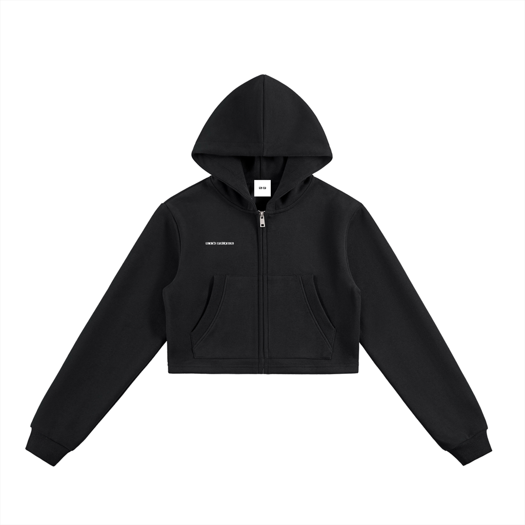 "Progress" Cropped Zip-Up Hoodie