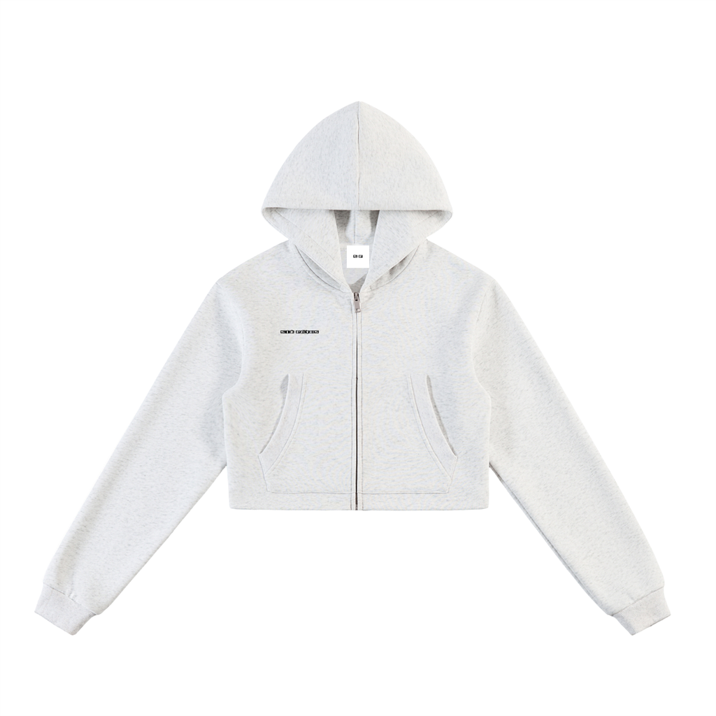 "Progress" Cropped Zip-Up Hoodie